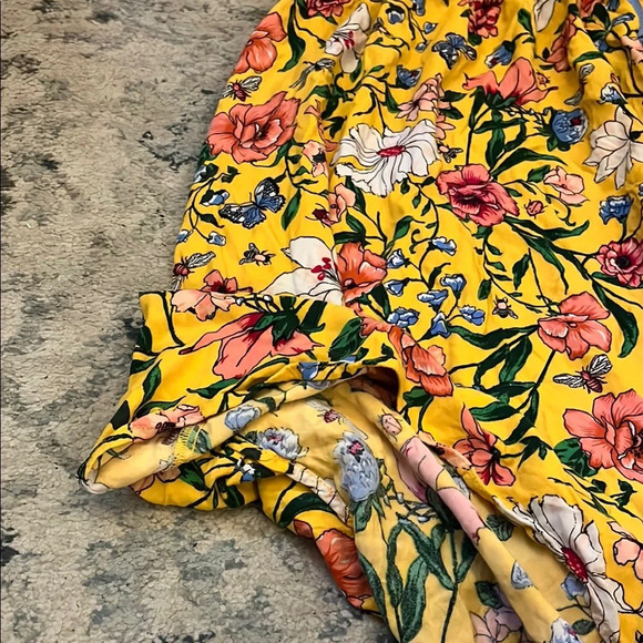 Hollister Yellow with Pink Floral Midi Sundress with Keyhole Cut - Picture 12 of 13